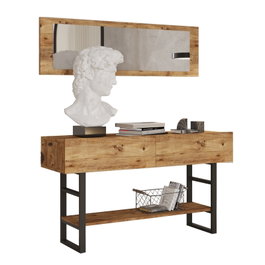 Hanah Home Consola Ml24-A Moderna Industrial Pino Atlántico con Espejo